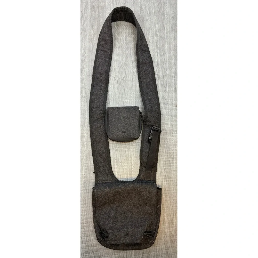 Y2K American Eagle Charcoal Wool Felt Utility Crossbody Bag‎ Zip Wallet Set